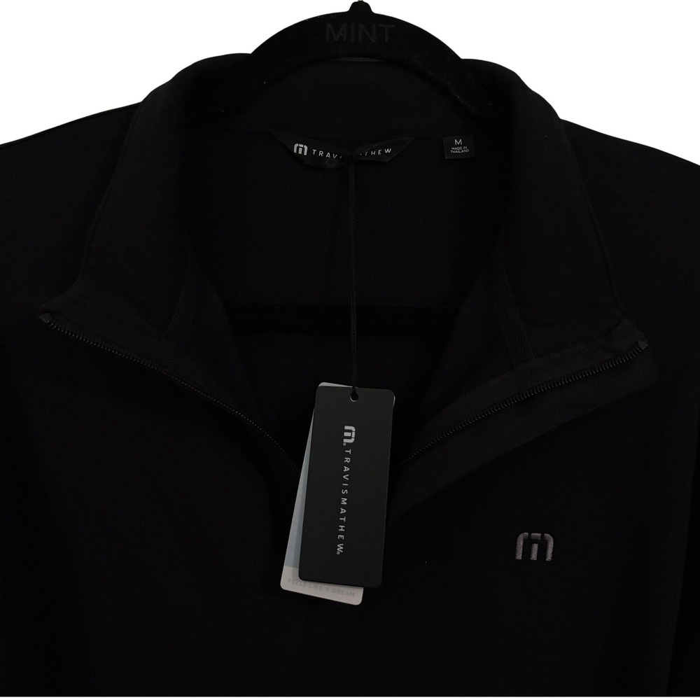 TravisMathew Mens Black Quarter Zip Pullover Golf Sweatshirt Size‎ M NWT